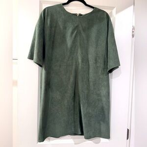 Charlie O by Kinnucan’s Faux Suede Sage Green Oversized Shirt Dress